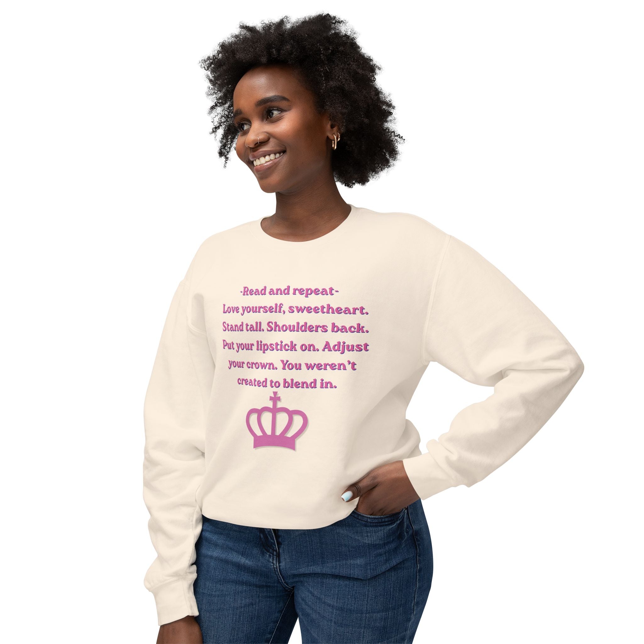 Woman's Lightweight Crewneck Sweatshirt - Soft and Relaxed - Adjust your crown
