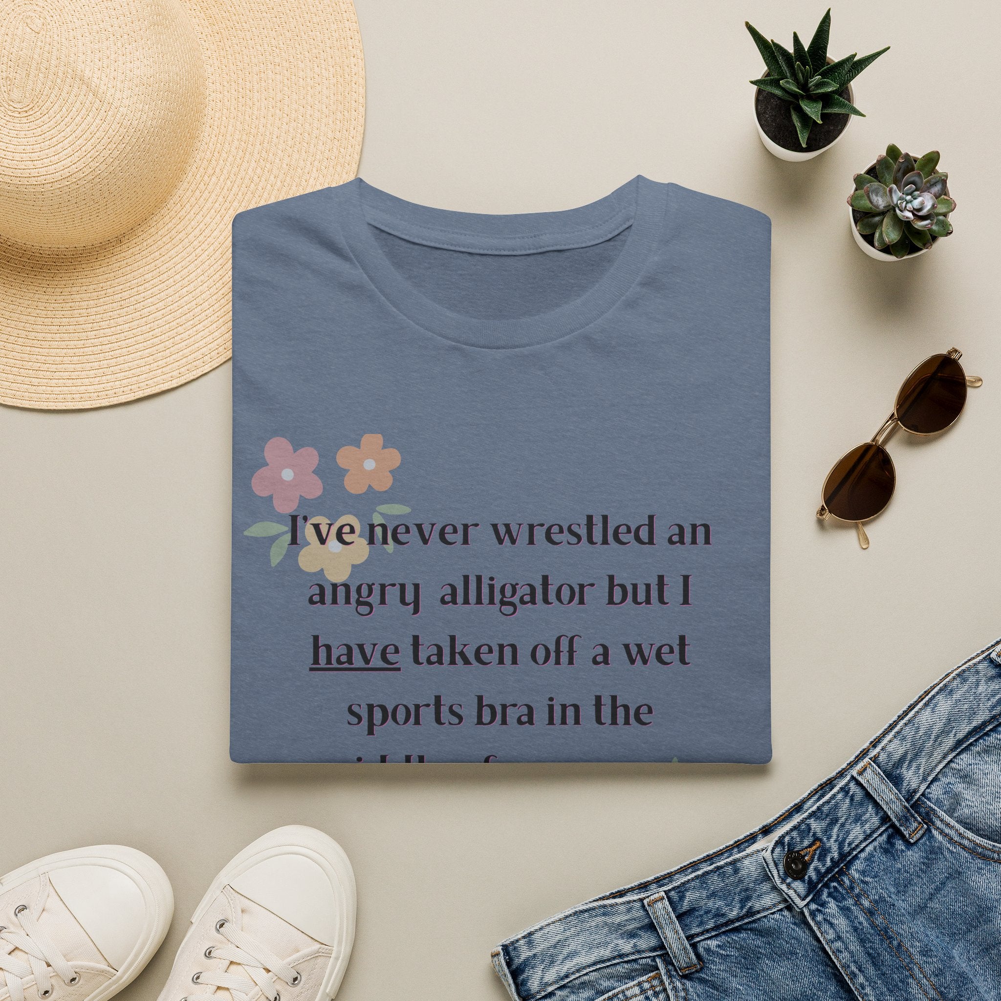 Ladies Soft Relaxed Soft T Shirt - Wrestle a alligator vs a wet bra