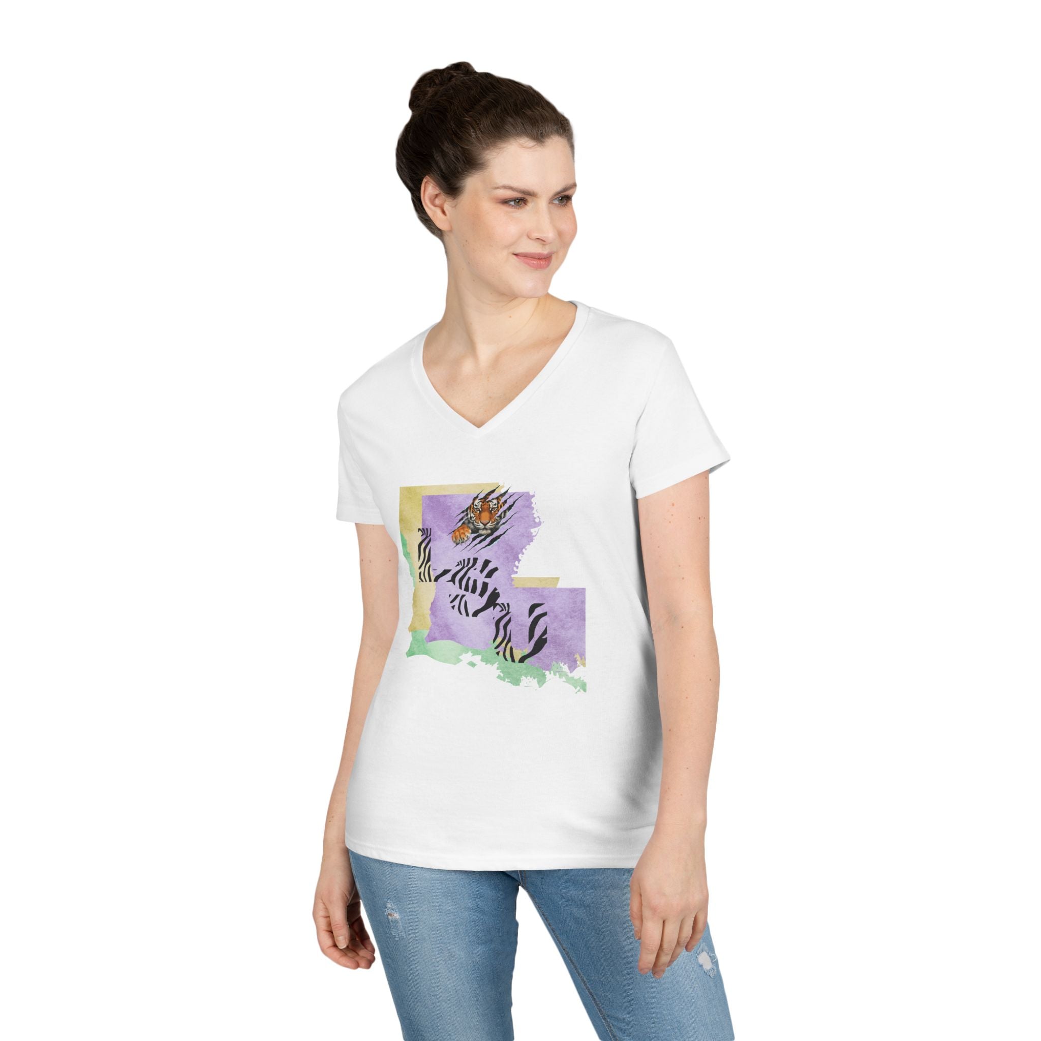 Ladies' V-Neck T-Shirt - Fitted   LSU Tigers