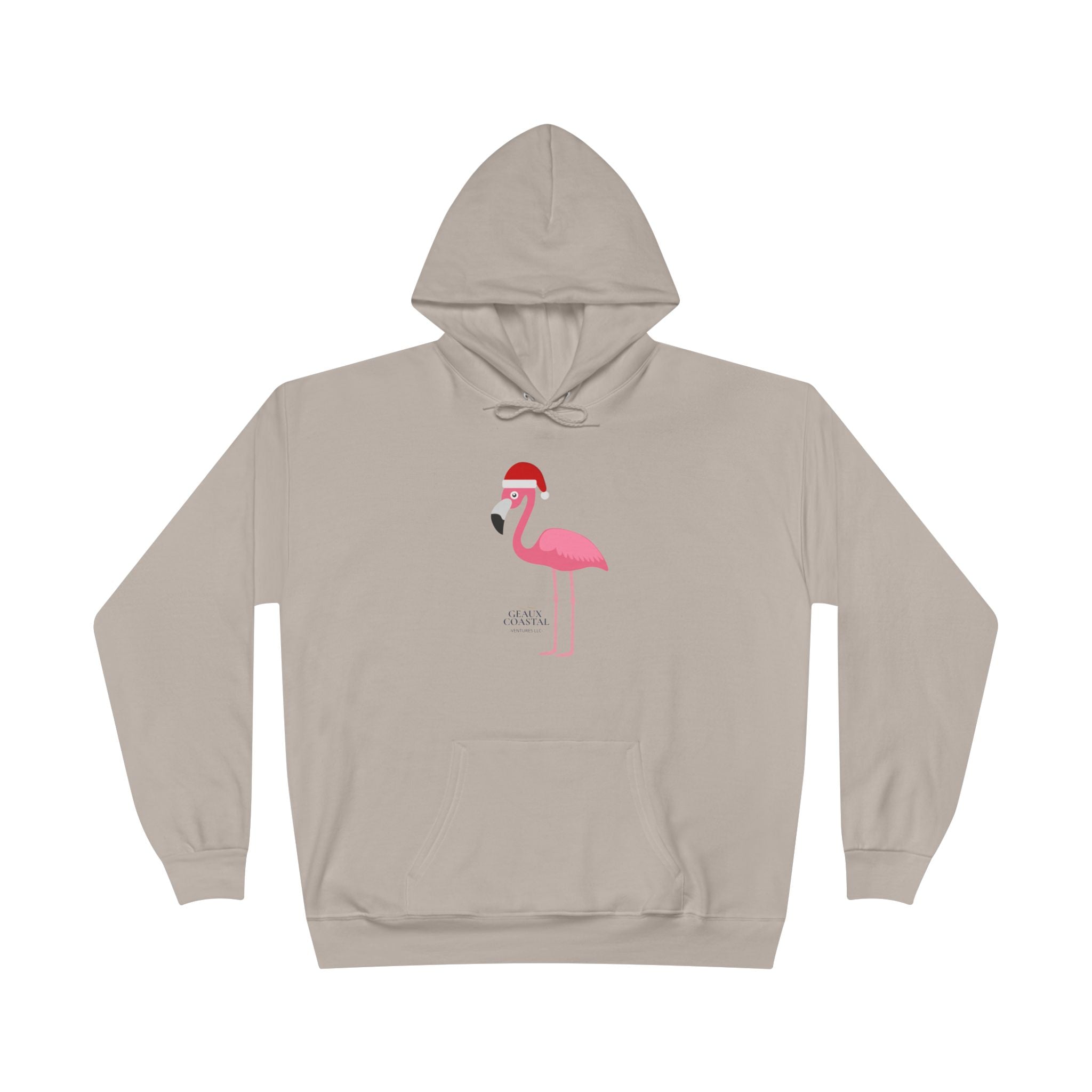 Ladies Hoodie Sweatshirt - Flamingo Cute Santa Christmas - Regular Fit
