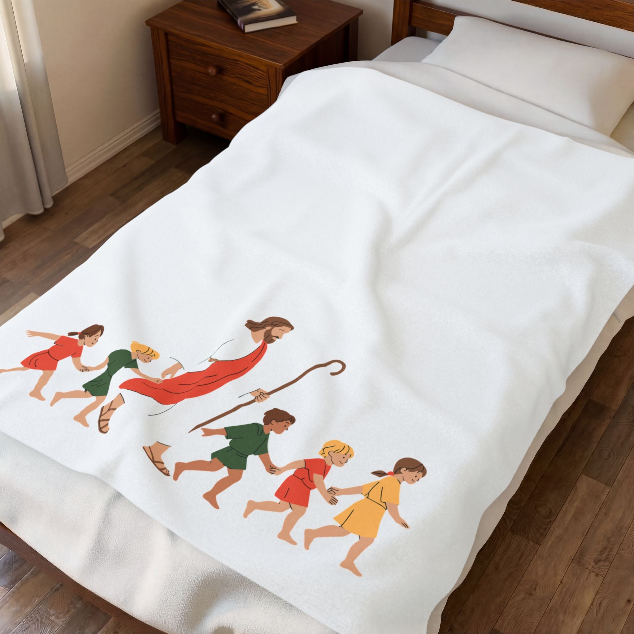 Velveteen Plush Blanket - Jesus with the babies