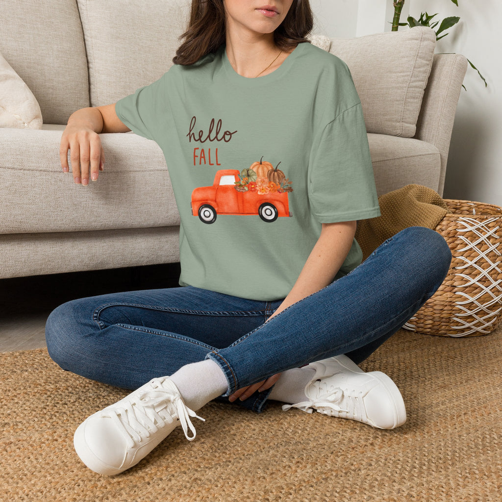 Woman Soft Relaxed Tee -  Hello Fall - Cute - Truck