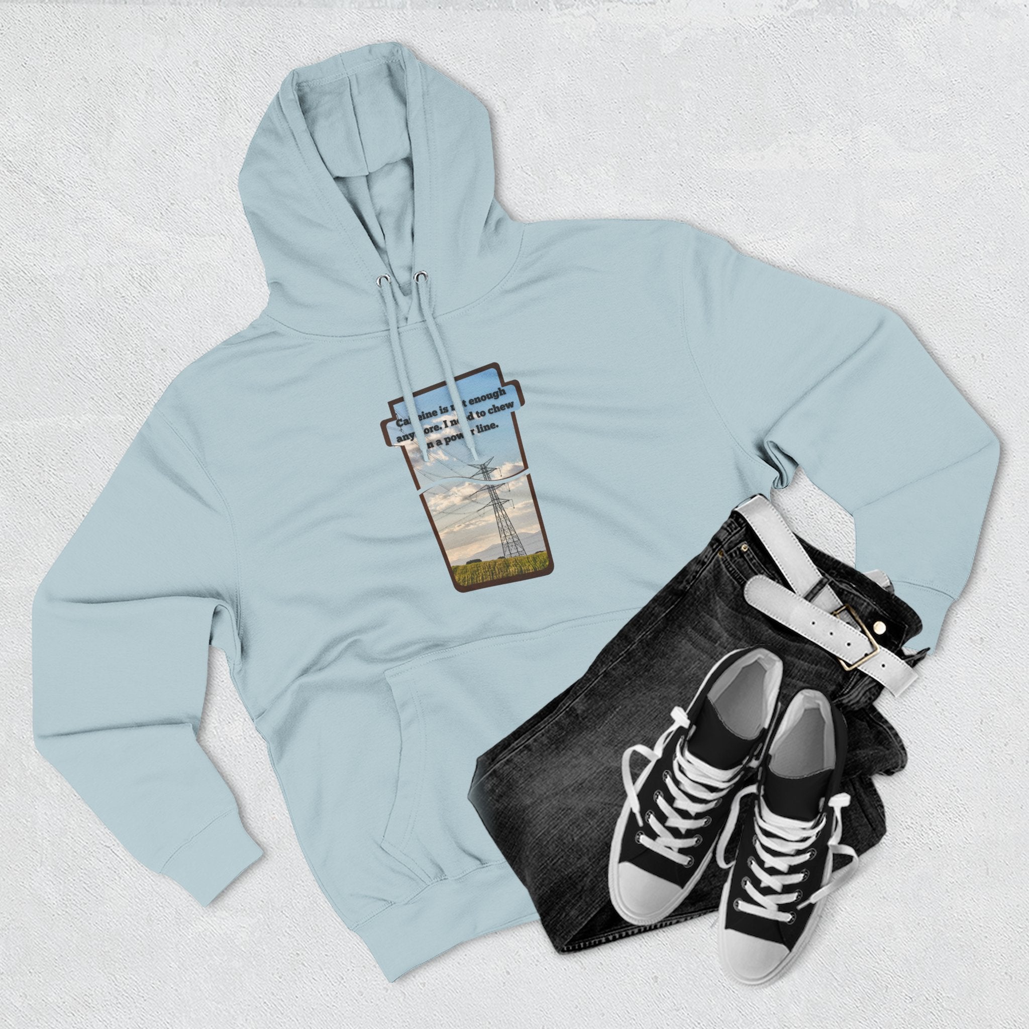Soft Regular fit Hoodie - Men and Women - Coffee and power lines