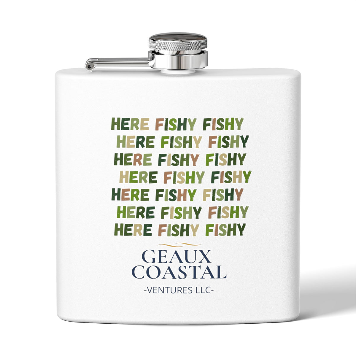 Stainless Steel Flask, 6oz - Camo Here Fishy Fishy - Boy *Camo*