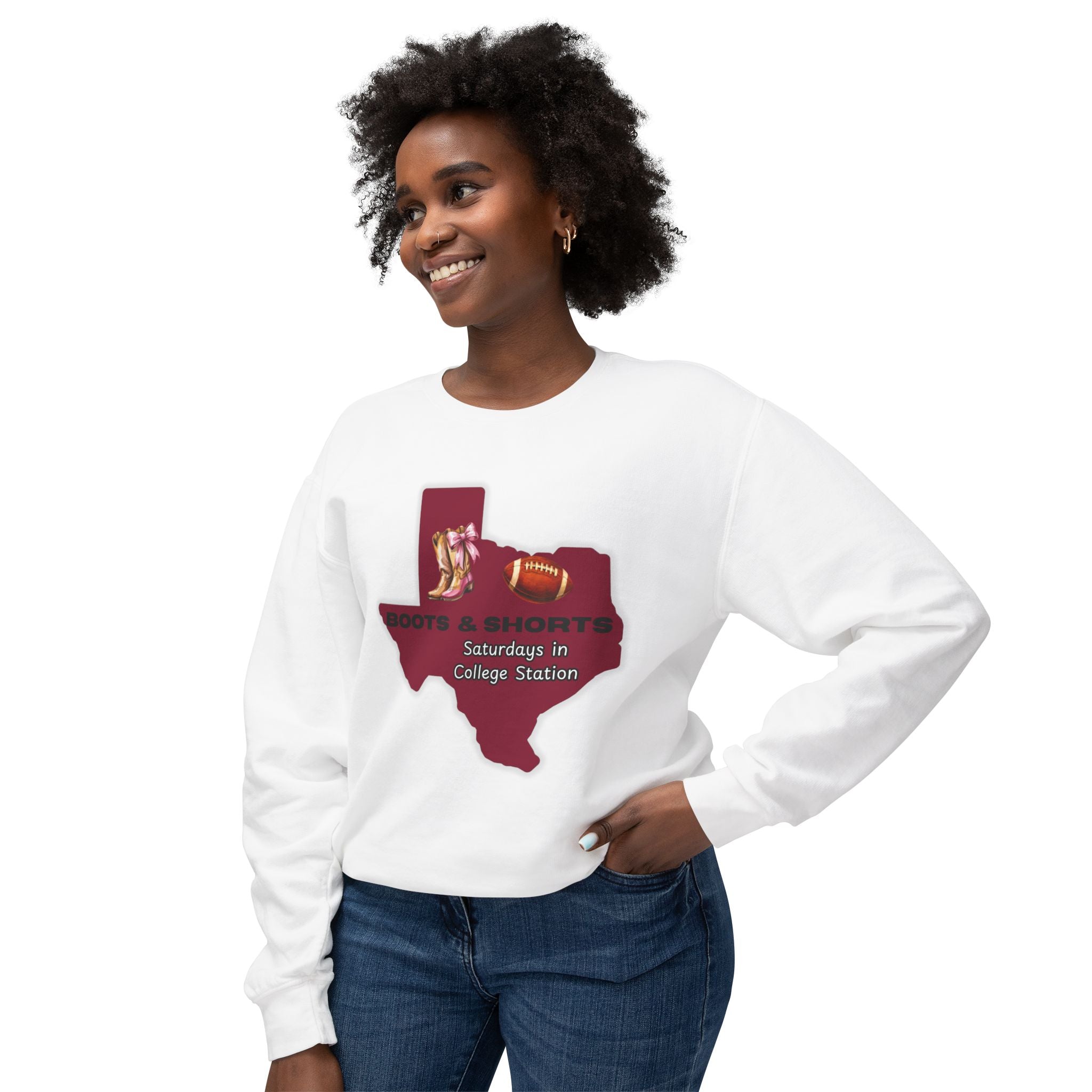 Women's Lightweight Crewneck Sweatshirt - Texas Aggies - Boots - Football