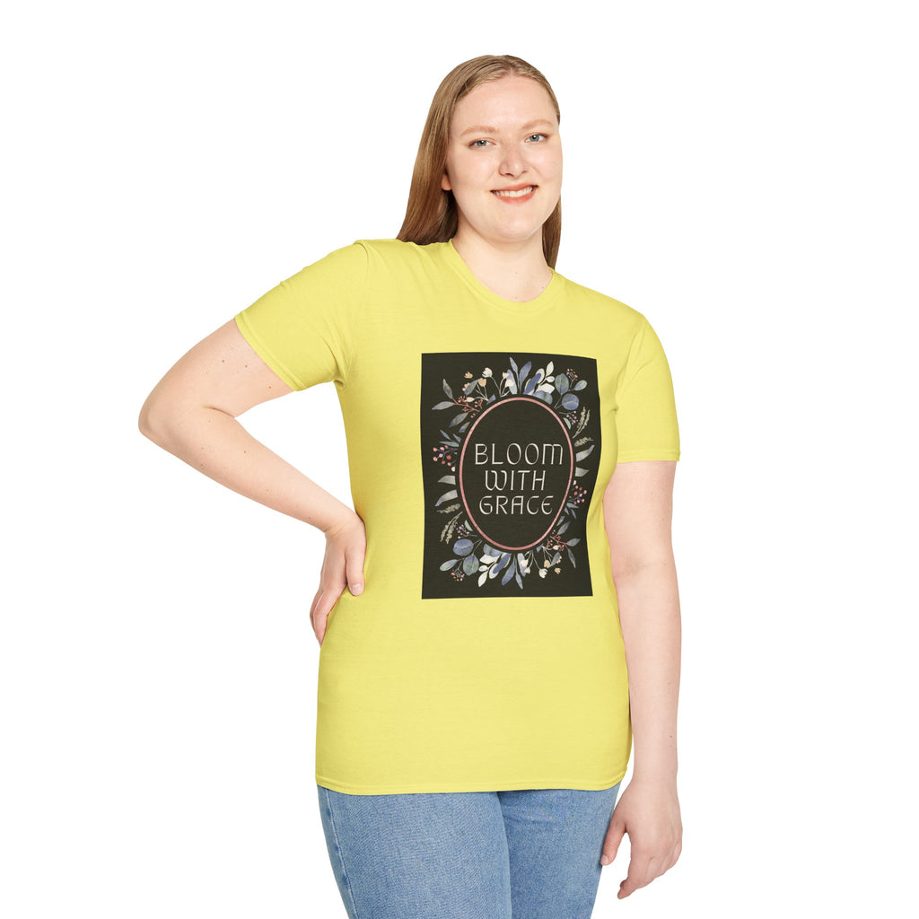 Women's Relaxed Tee - Bloom with Grace Back flowers