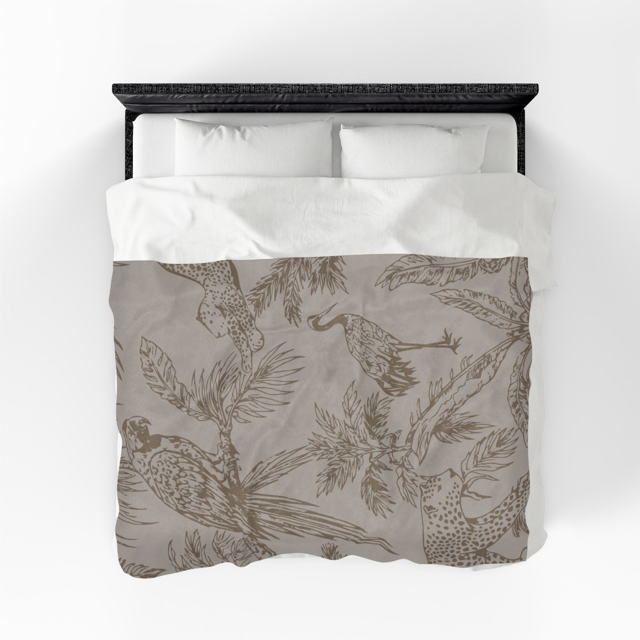 Velveteen Plush Blanket - Brown Tropical