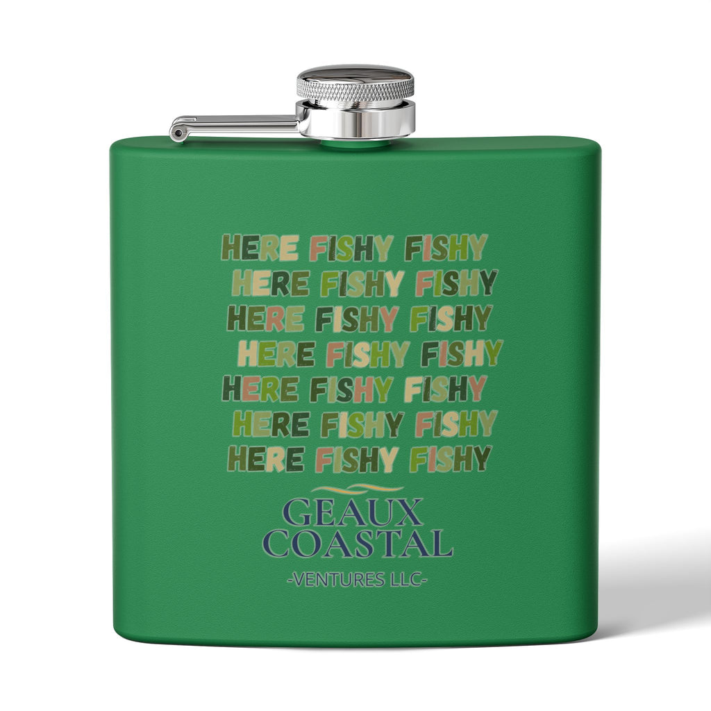 Stainless Steel Flask, 6oz - Camo Here Fishy Fishy - Boy *Camo*