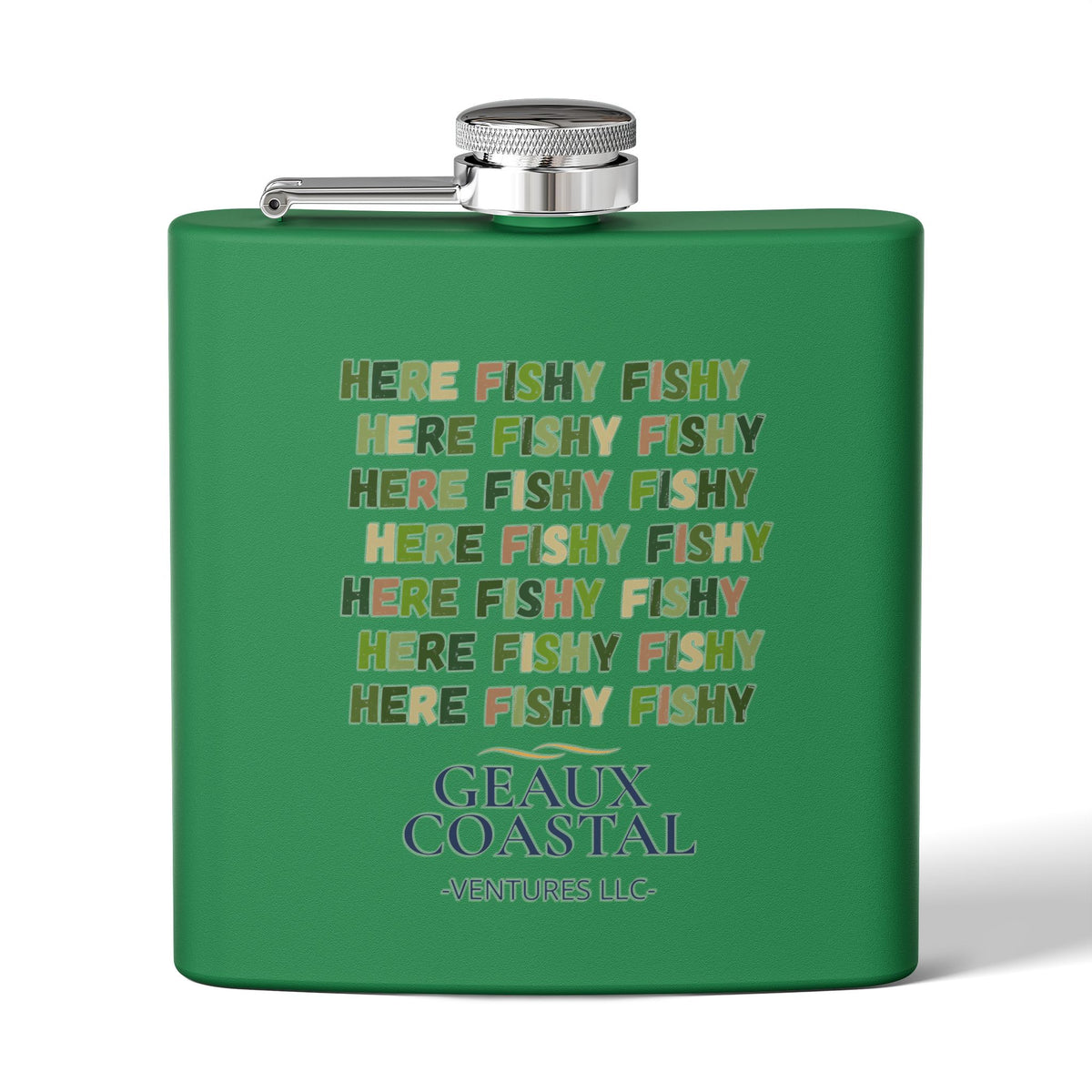 Stainless Steel Flask, 6oz - Camo Here Fishy Fishy - Boy *Camo*