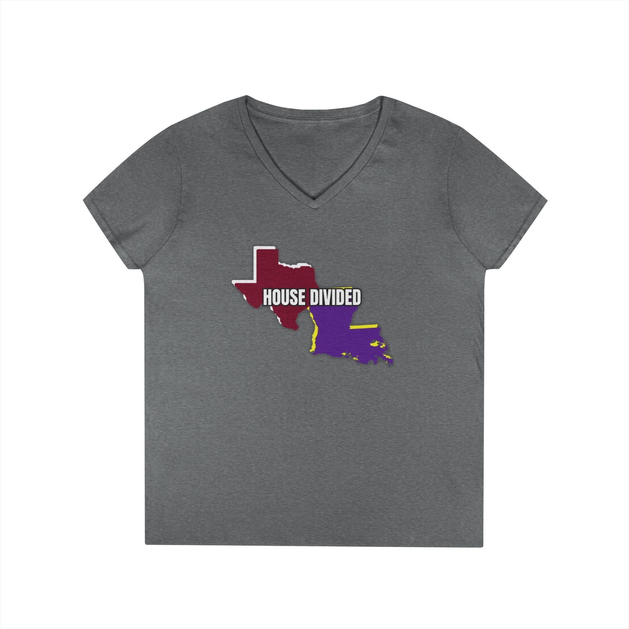 Ladies' V-Neck T-Shirt - Fitted "House Divided" "LSU" "Aggies"