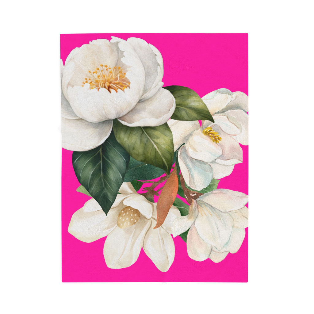 Soft Plush Blanket - Pink Flowers