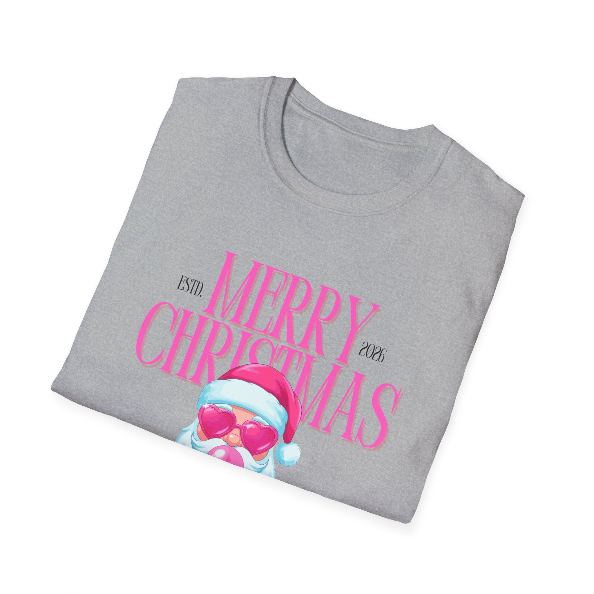 Ladies Soft Relaxed Tee- Santa (Cool Santa) pink