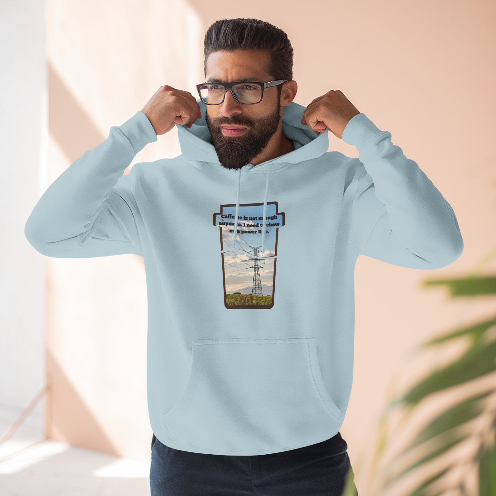 Soft Regular fit Hoodie - Men and Women - Coffee and power lines