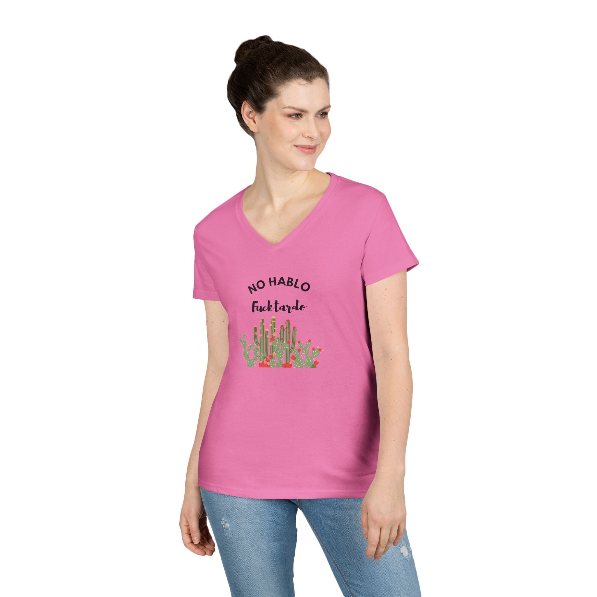 Ladies' V-Neck T-Shirt - Fitted and Fun  - No Hablo cute