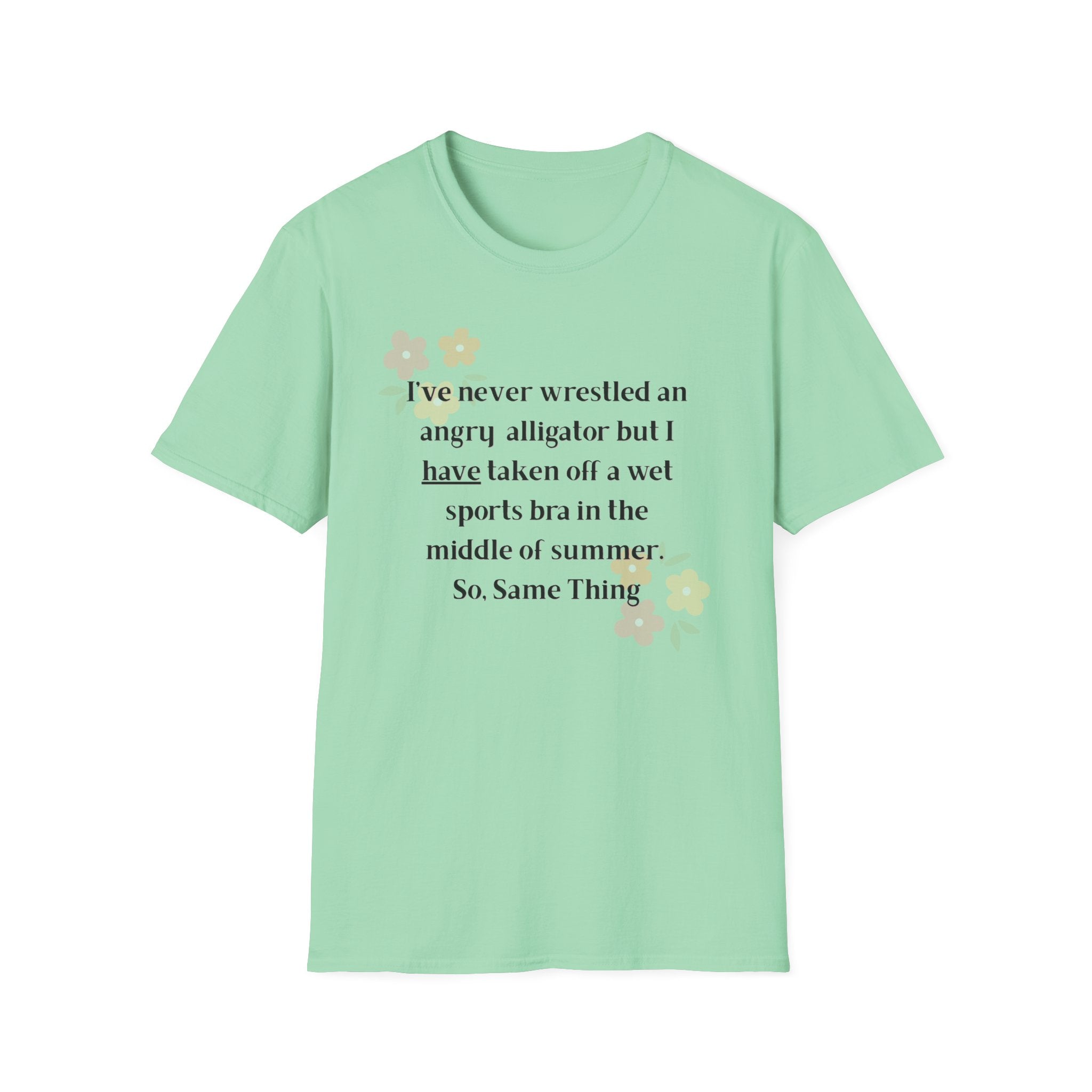 Ladies Soft Relaxed Soft T Shirt - Wrestle a alligator vs a wet bra
