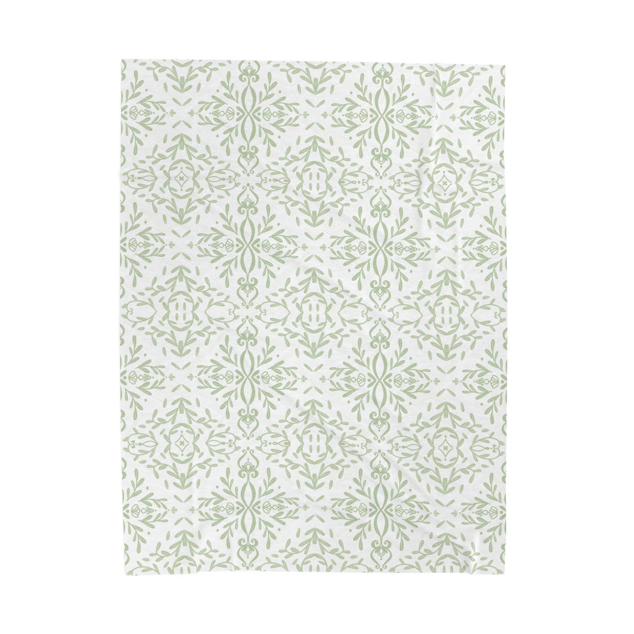 Velveteen Plush Blanket - Green French Toile
