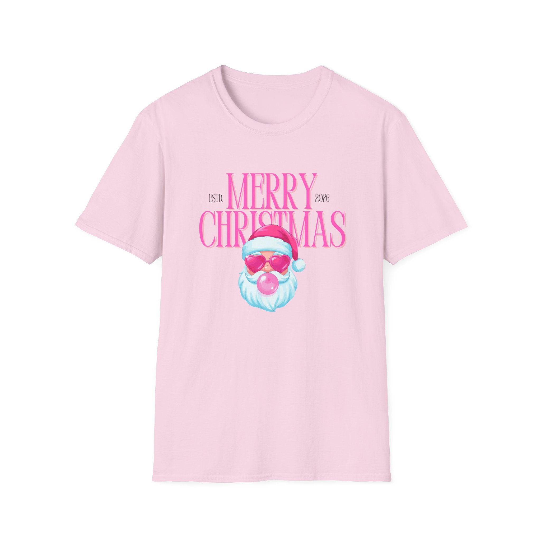 Ladies Soft Relaxed Tee- Santa (Cool Santa) pink