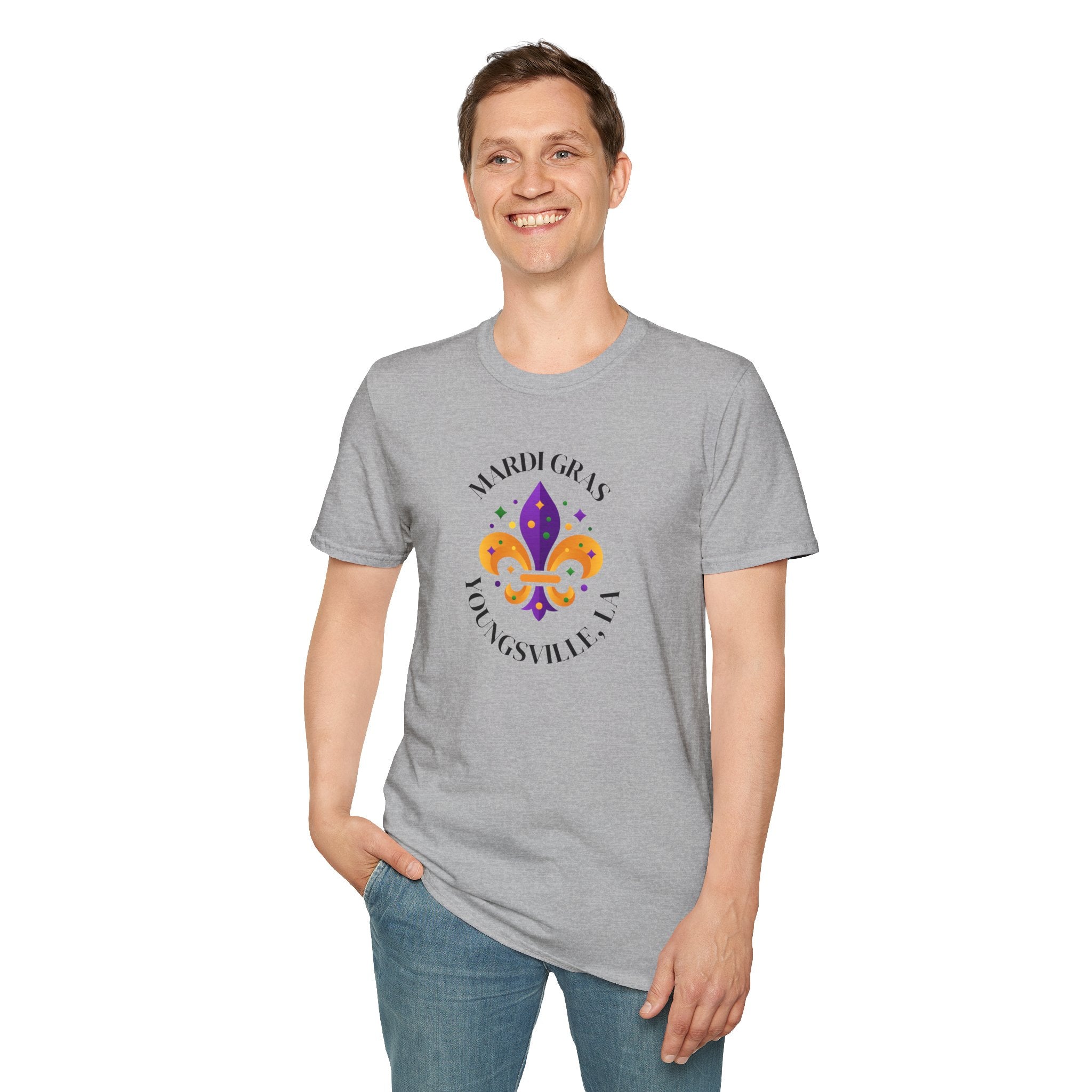 Relaxed Soft Tee for Men and Women Mardi Grad Youngsville La