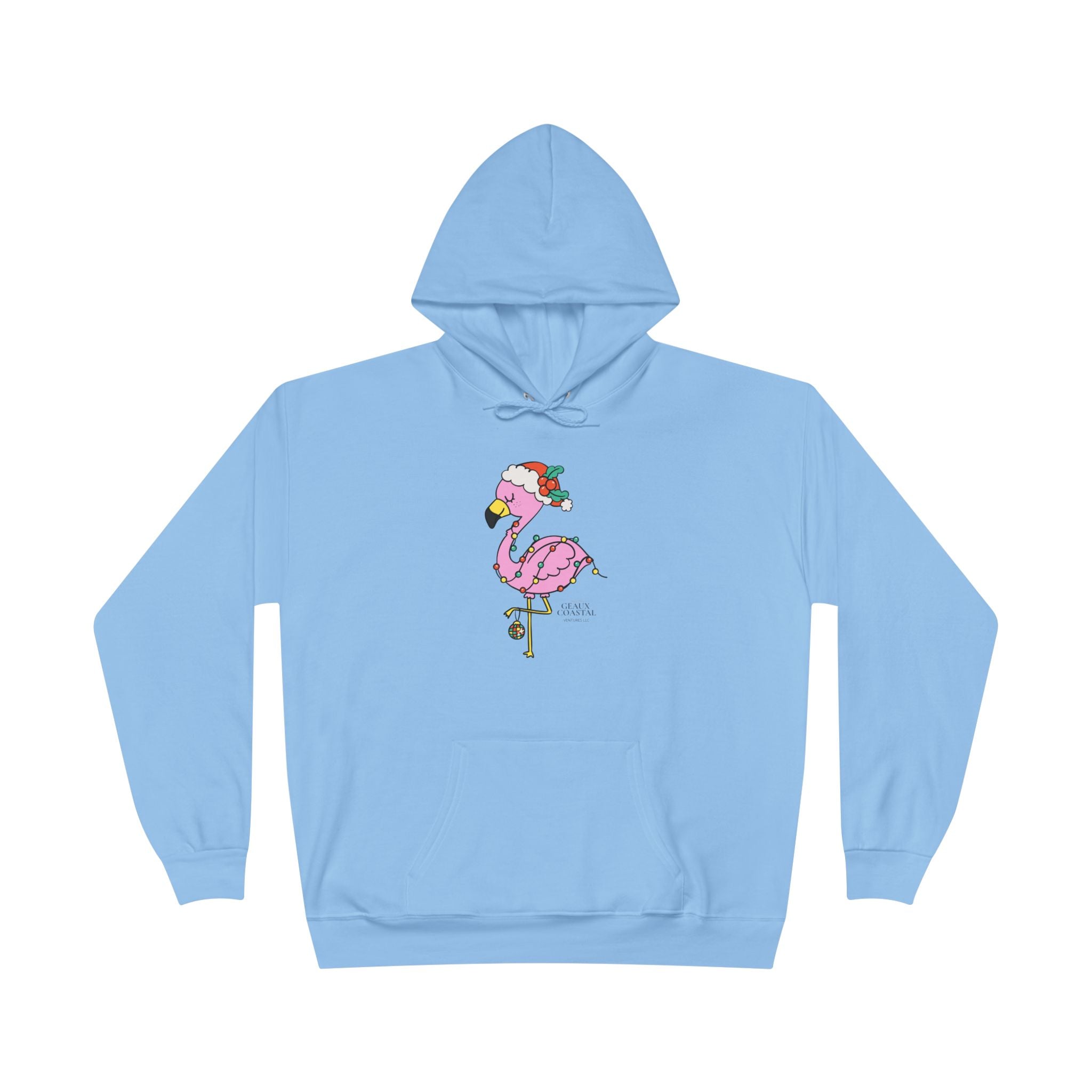 Ladies Pullover Hoodie Sweatshirt - Flamingo Cute Christmas Cheer - Regular Fit