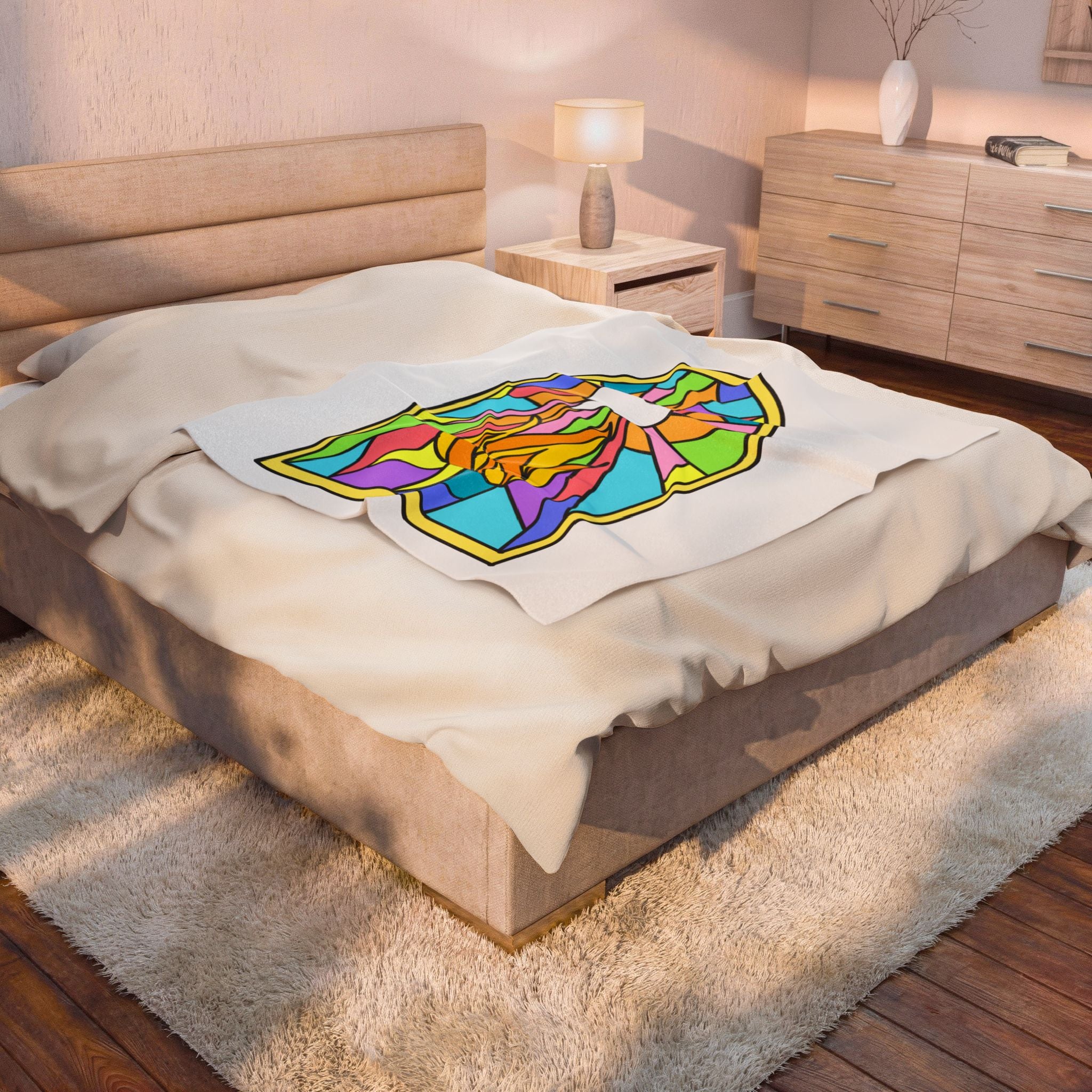 Velveteen Plush Blanket - Stained Glass Window Soft Blanket