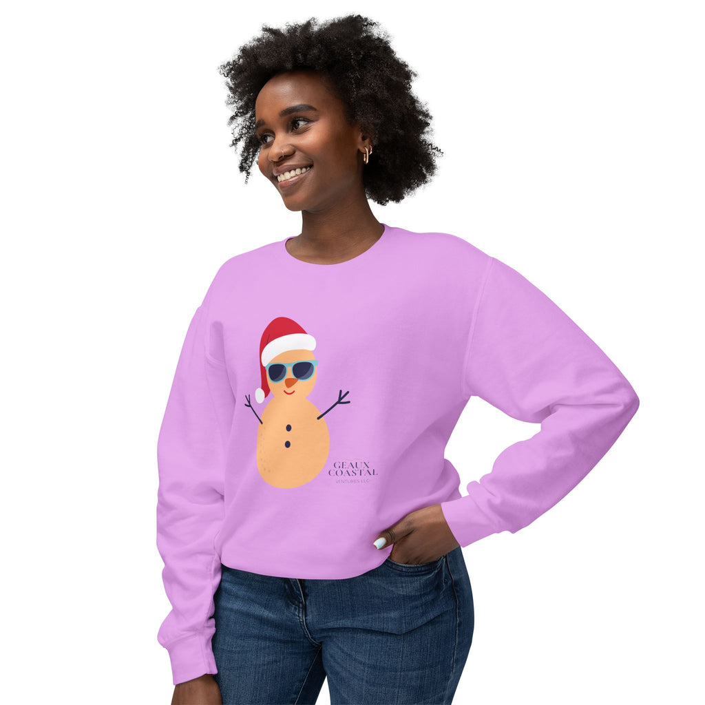 Ladies Lightweight Crewneck Sweatshirt - Snowman Christmas