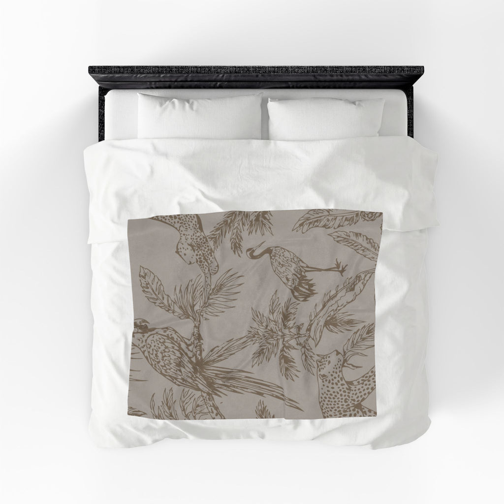 Velveteen Plush Blanket - Brown Tropical