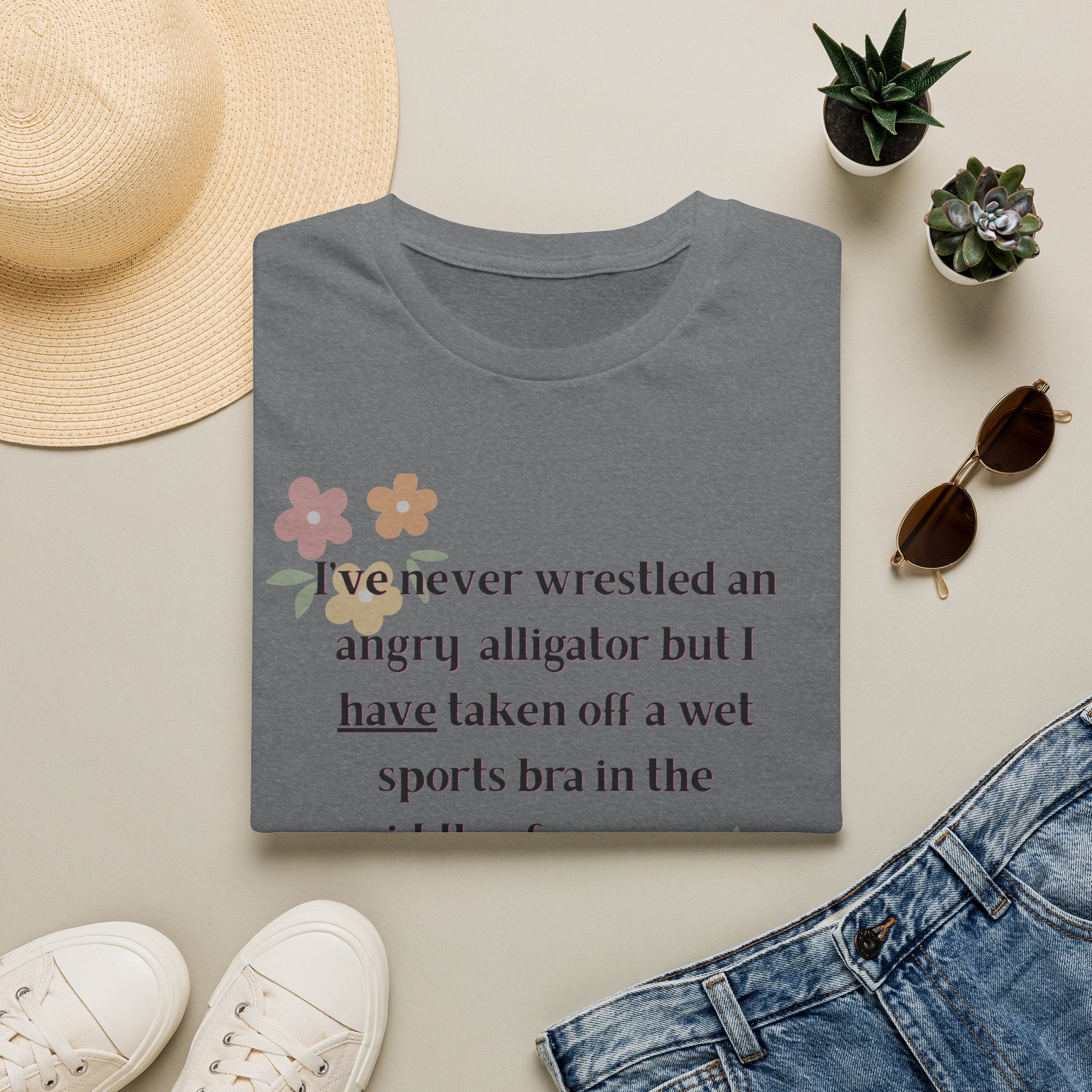 Ladies Soft Relaxed Soft T Shirt - Wrestle a alligator vs a wet bra