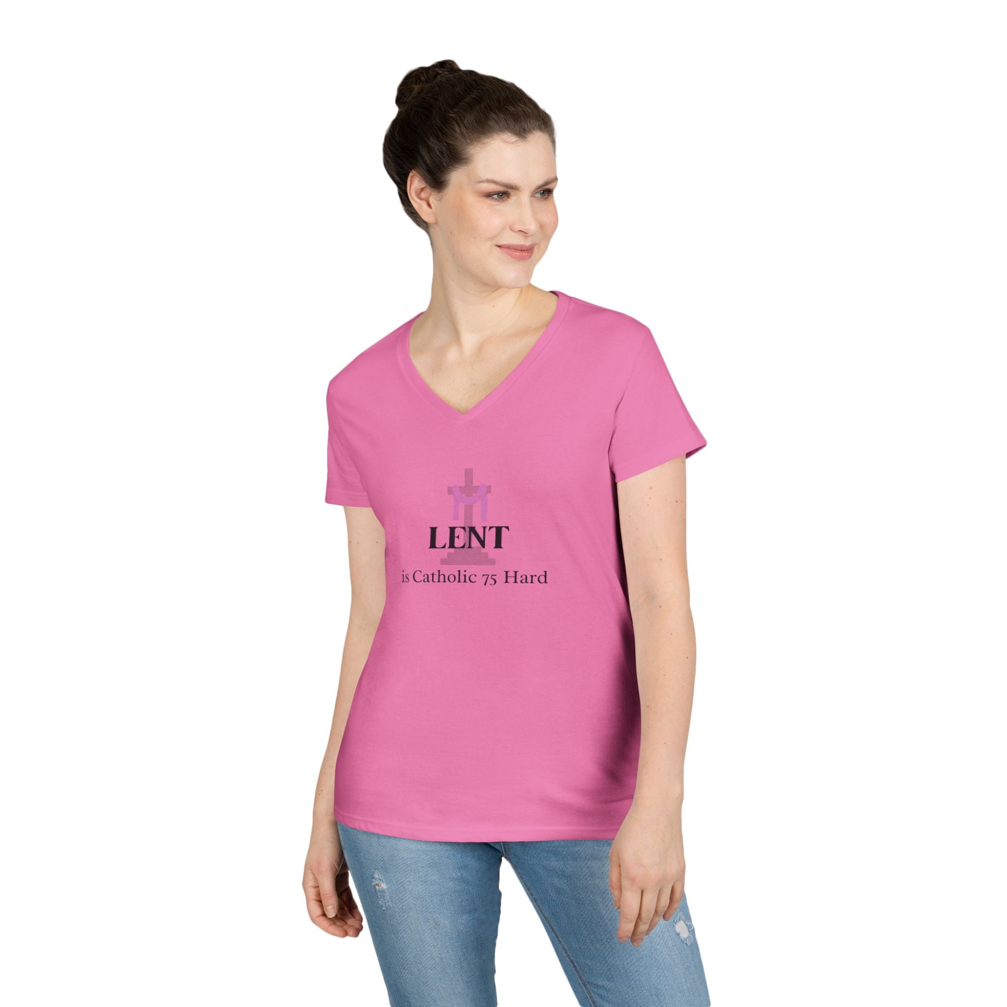 Ladies' V-Neck T-Shirt - Fitted - Lent is 75 Hard