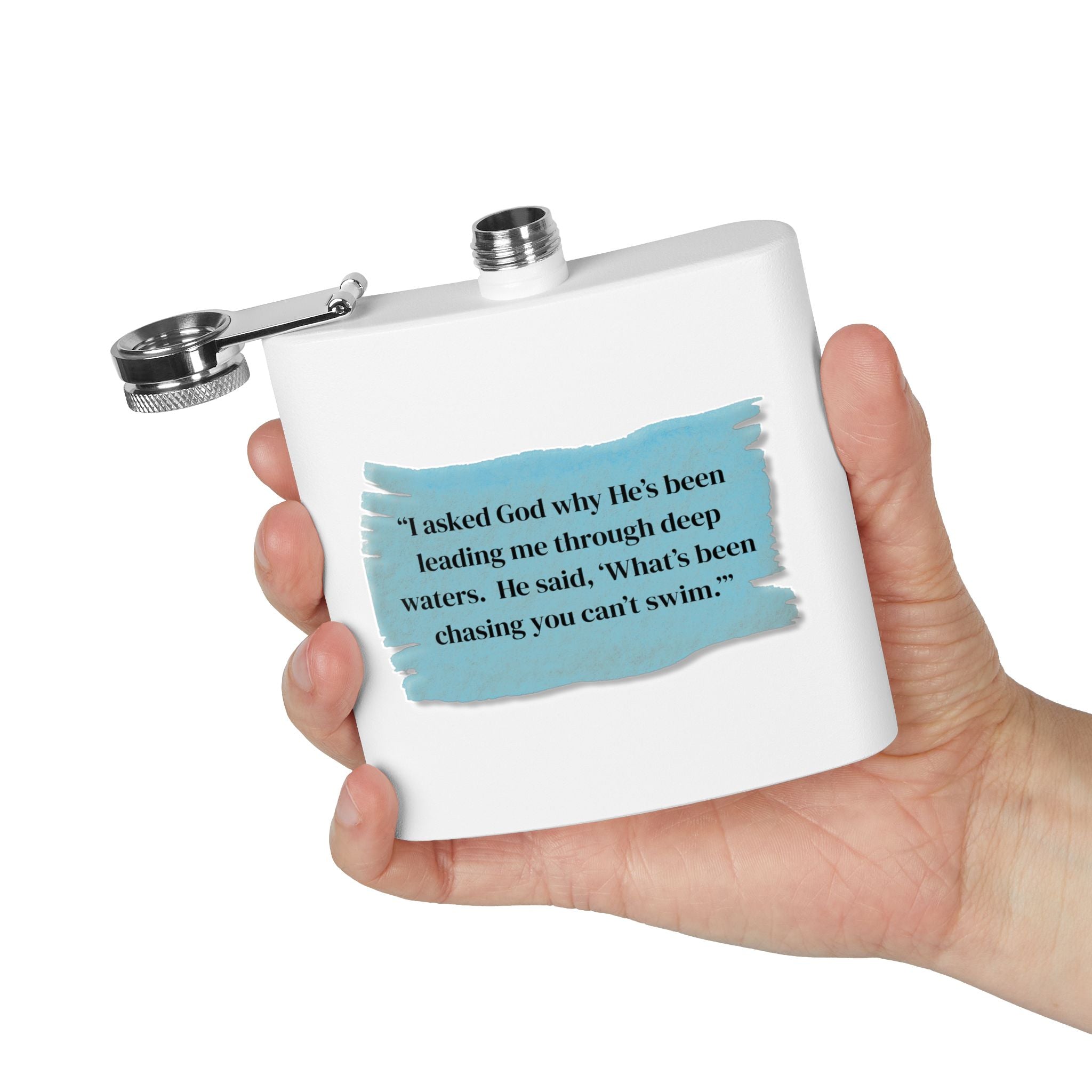 Stainless Steel Flask, 6oz - God Leading you through the deep