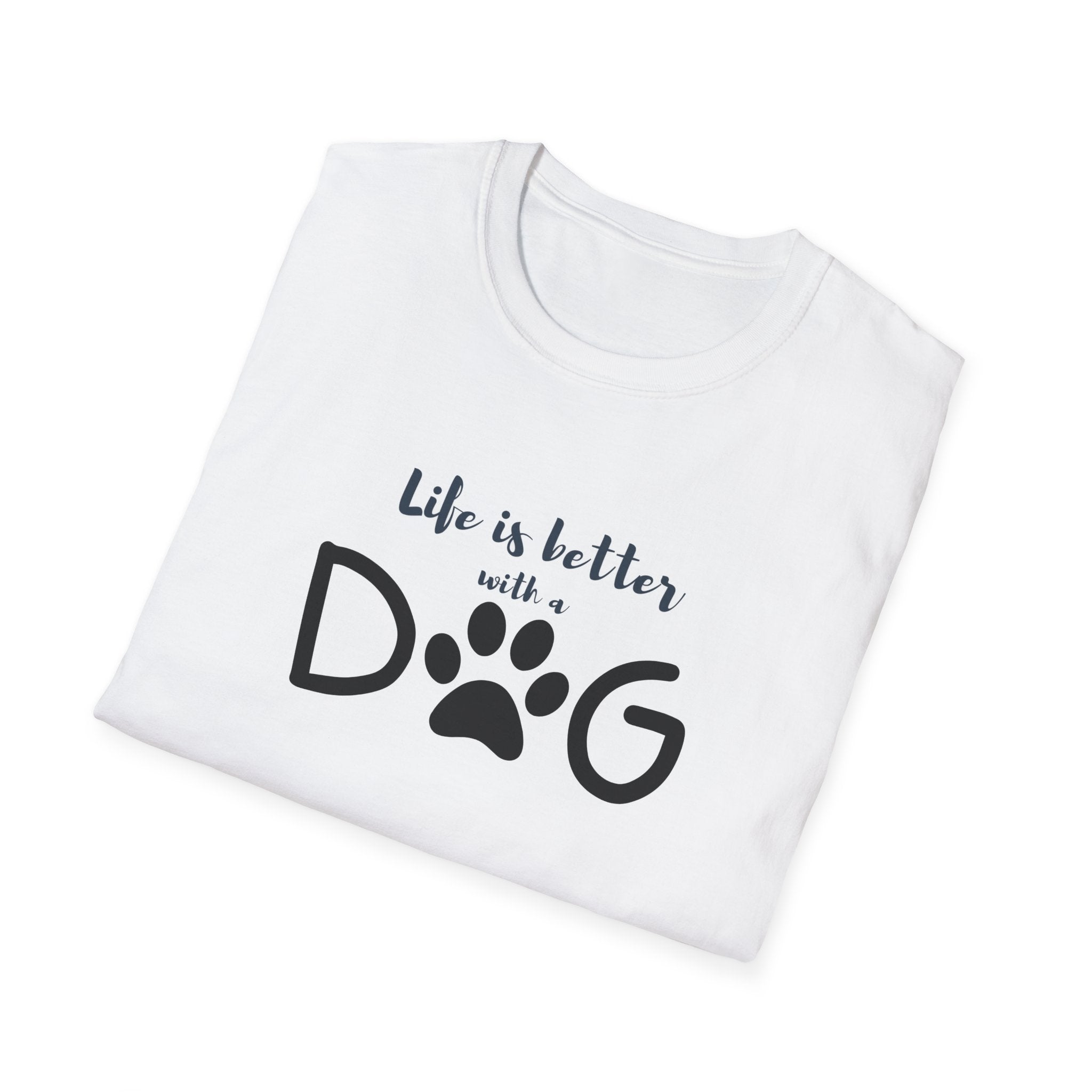 Ladies soft relaxed Tee- Life is better with a dog