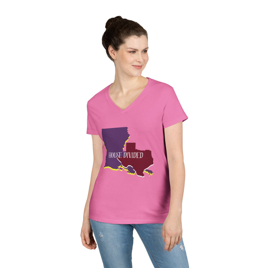 Ladies' V-Neck Tee Fitted - "Aggies" "LSU" "House Divided"