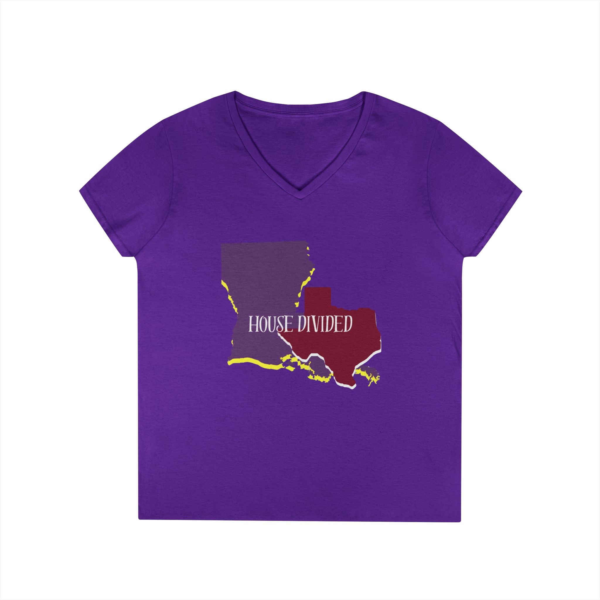 Ladies' V-Neck Tee Fitted - "Aggies" "LSU" "House Divided"