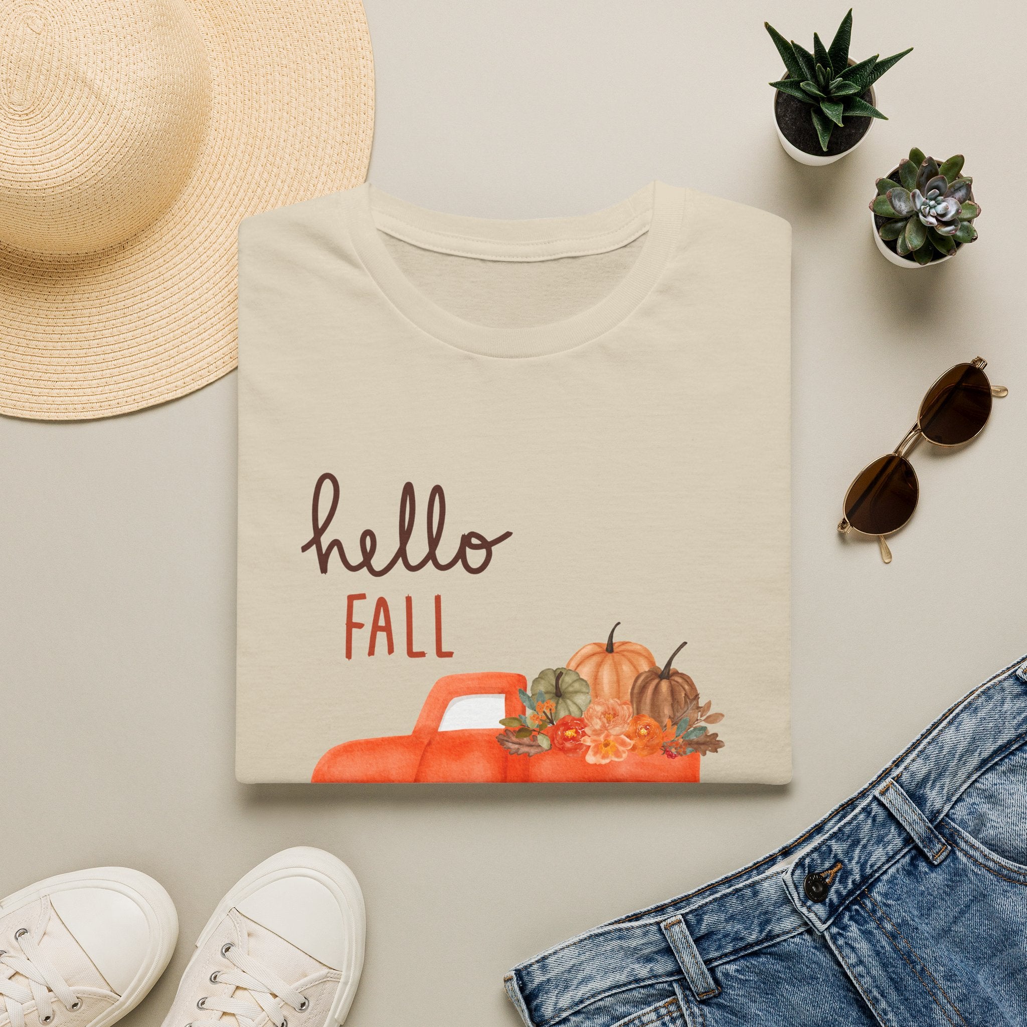 Woman Soft Relaxed Tee -  Hello Fall - Cute - Truck