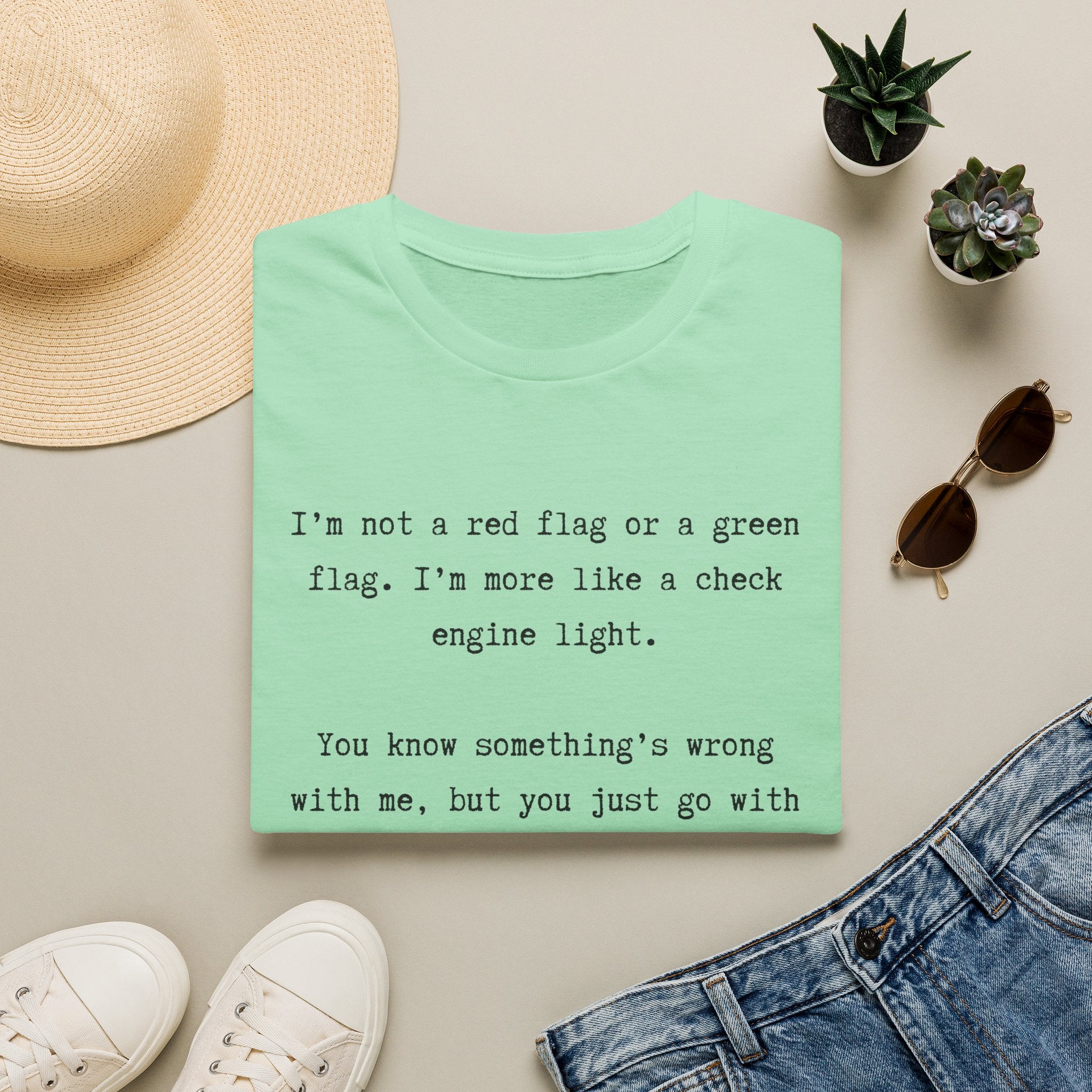 Men and Women Soft Relaxed T Shirts - Green light