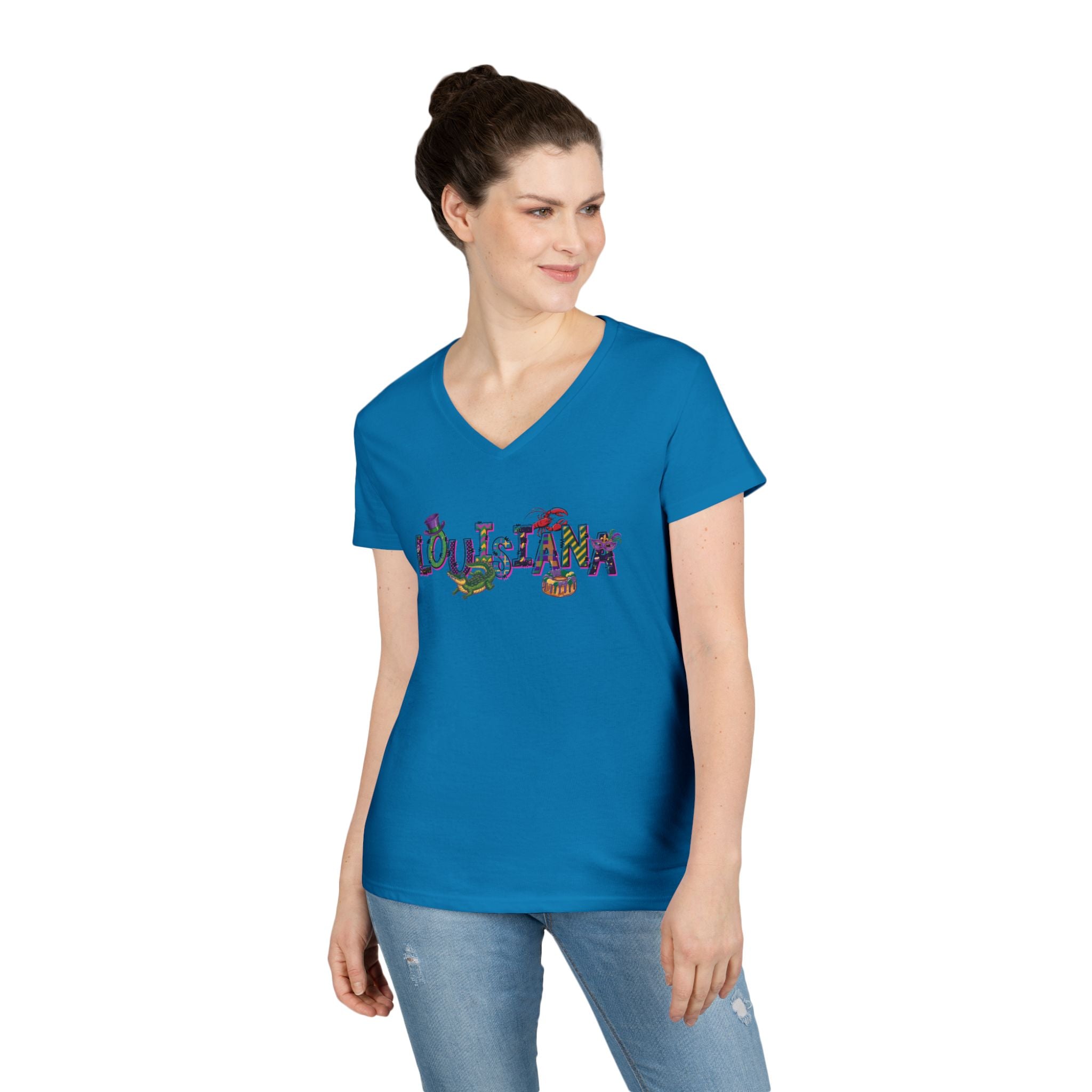 Ladies' V-Neck T-Shirt - Louisiana
