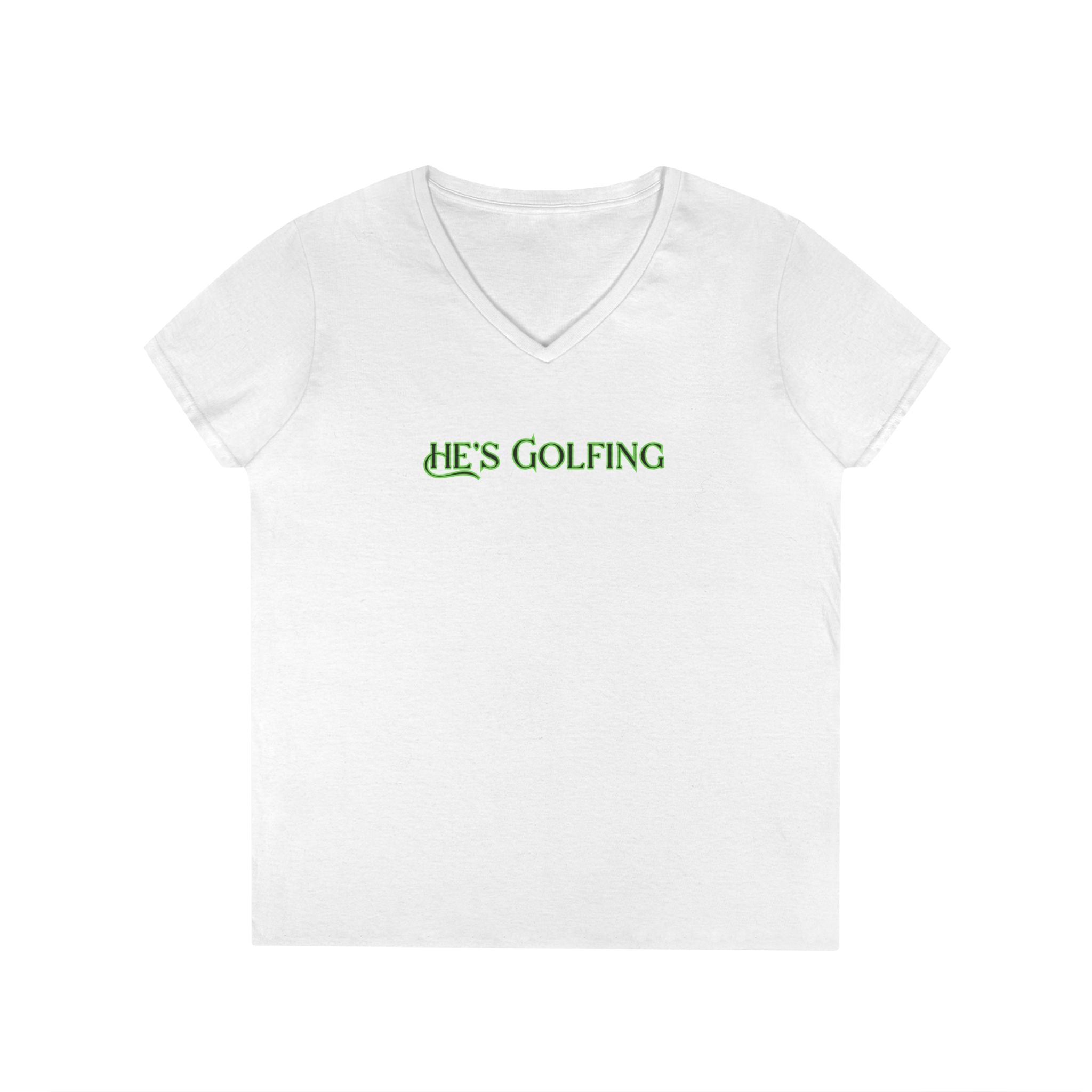 Ladies' V-Neck T-Shirt - Fitted - He's Golfing Soft Tee