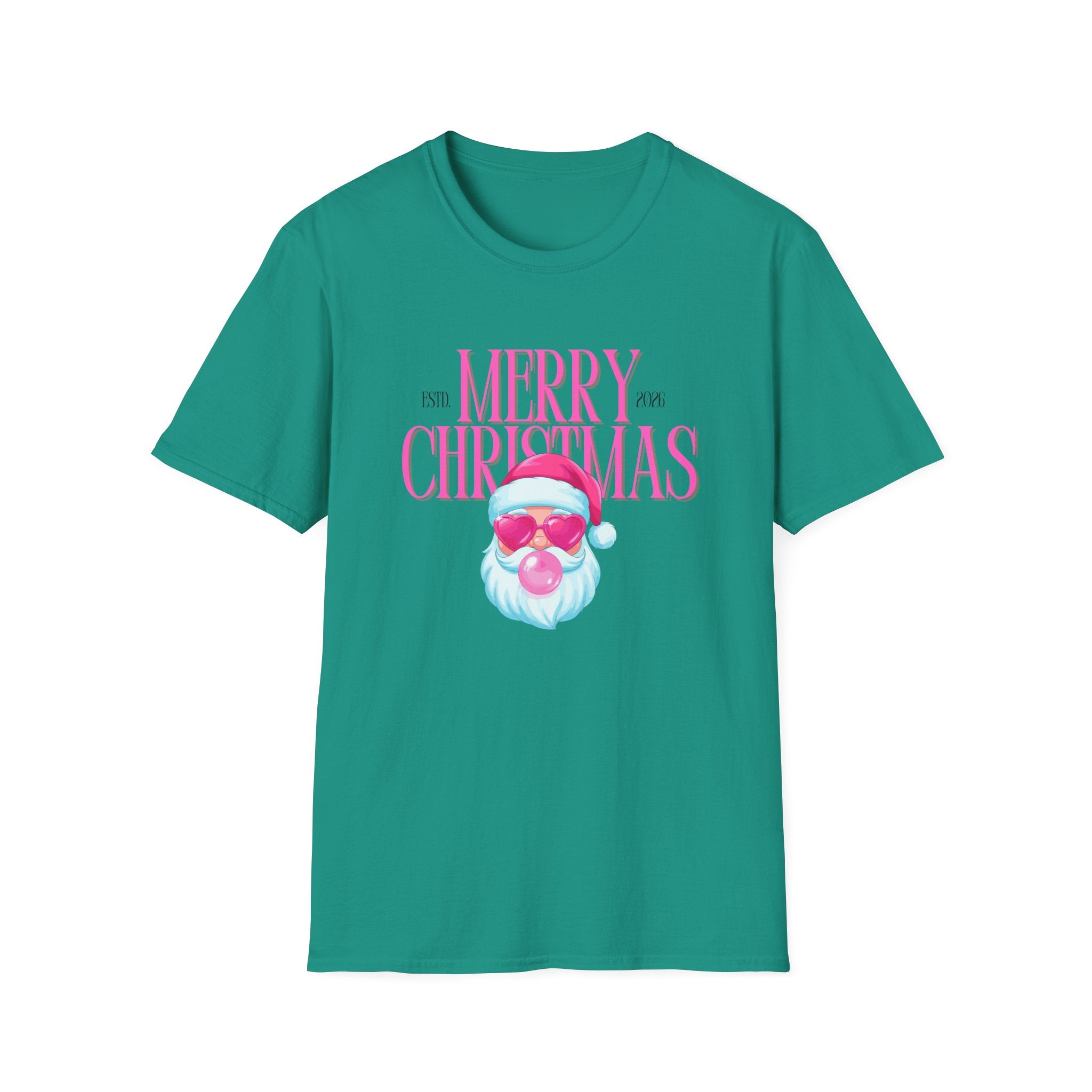 Ladies Soft Relaxed Tee- Santa (Cool Santa) pink