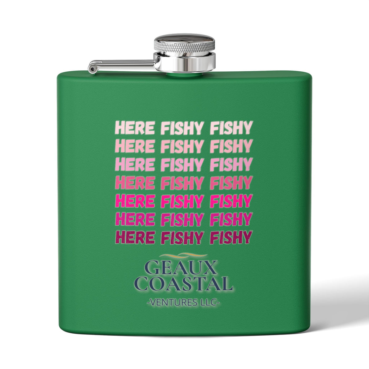 Stainless Steel Flask, 6oz - Here Fishy Fishy  (Girlie)