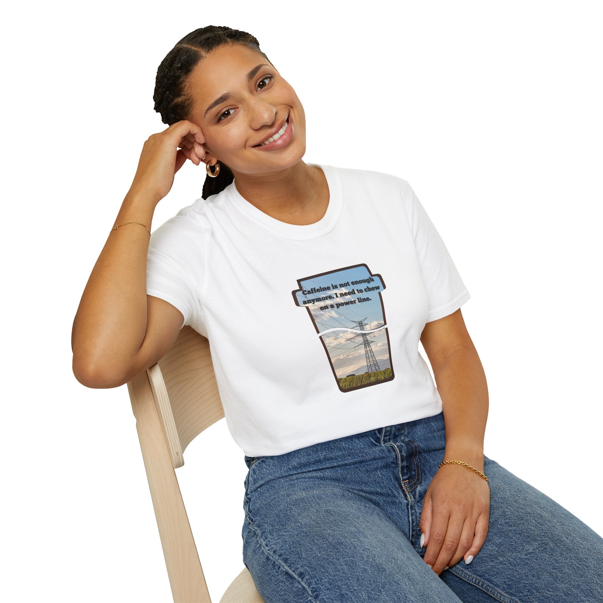 Relaxed Soft T Shirt - Men and Women - Chew on a power line