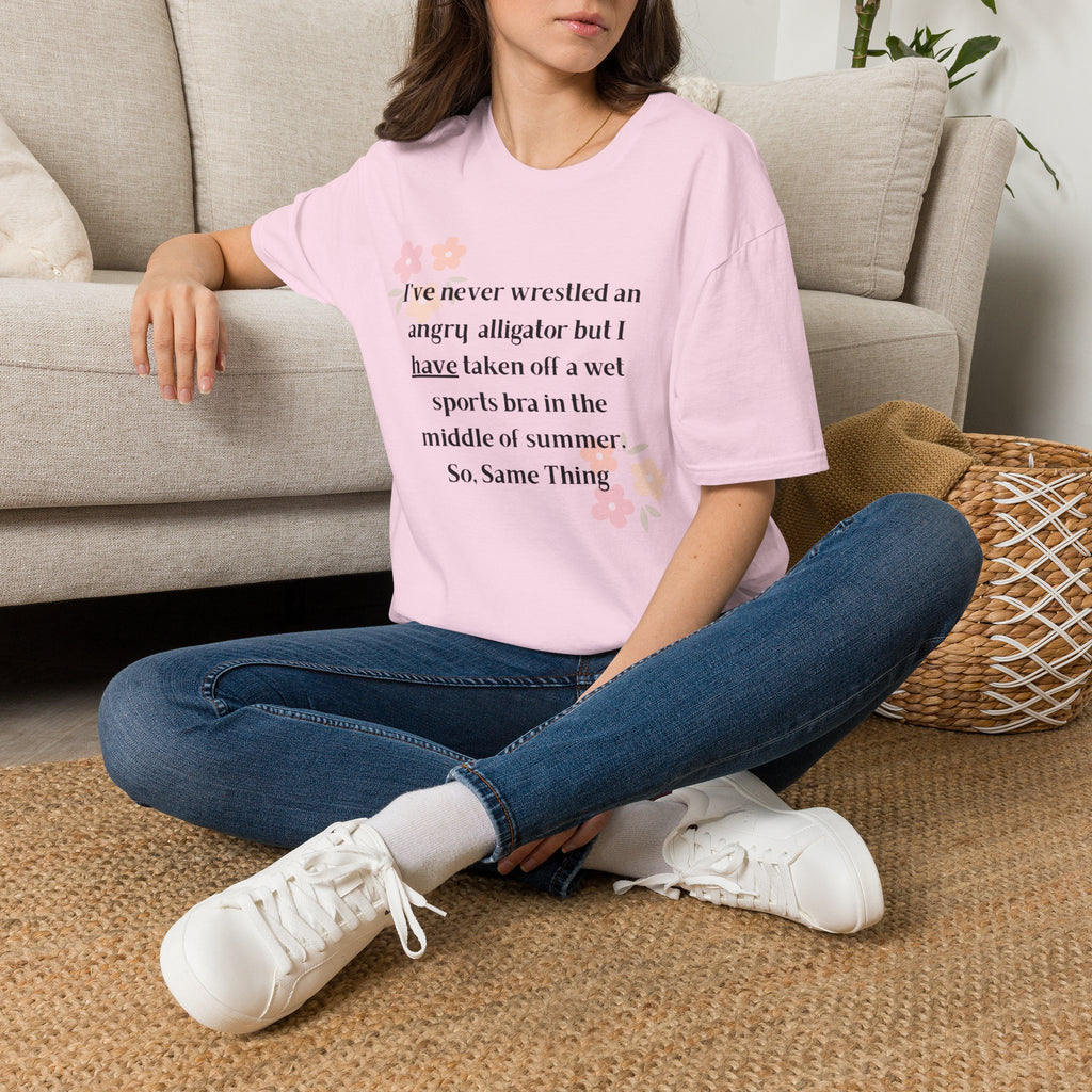 Ladies Soft Relaxed Soft T Shirt - Wrestle a alligator vs a wet bra