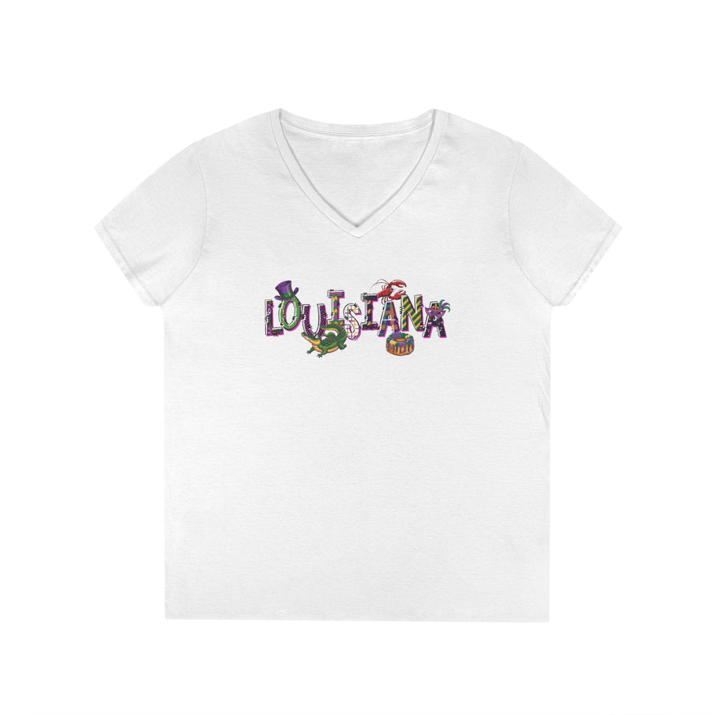 Ladies' V-Neck T-Shirt - Louisiana