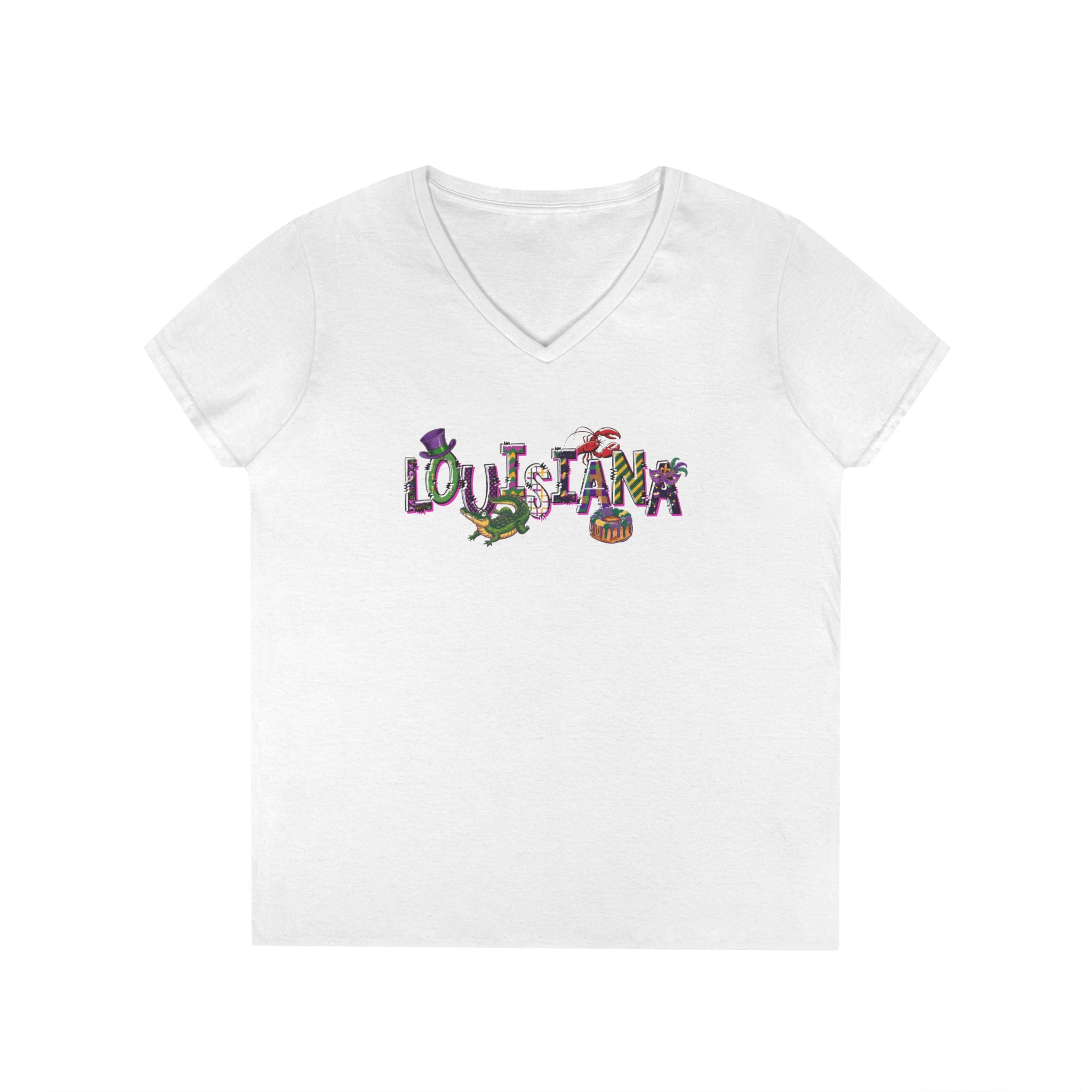Ladies' V-Neck T-Shirt - Louisiana
