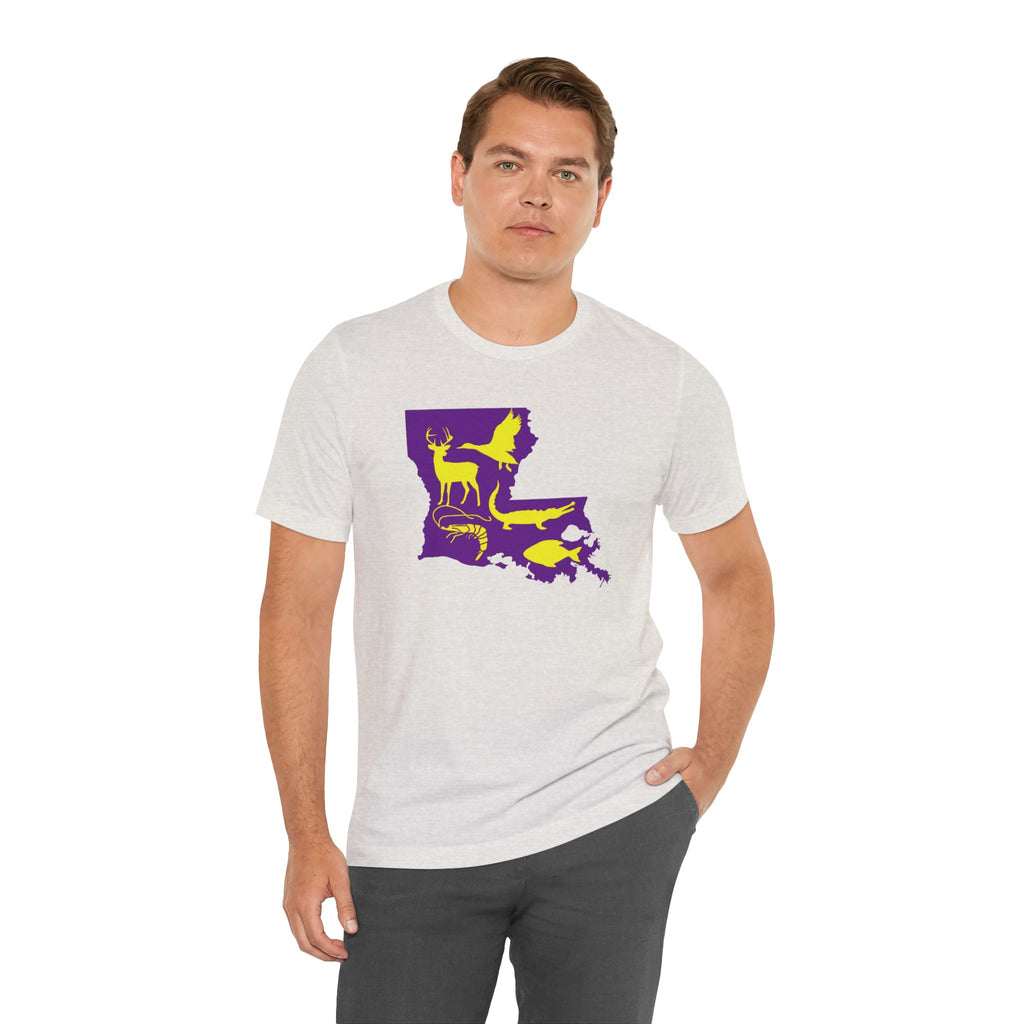 Mens Ultra Soft Jersey Short Sleeve Tee - Hunting Louisiana