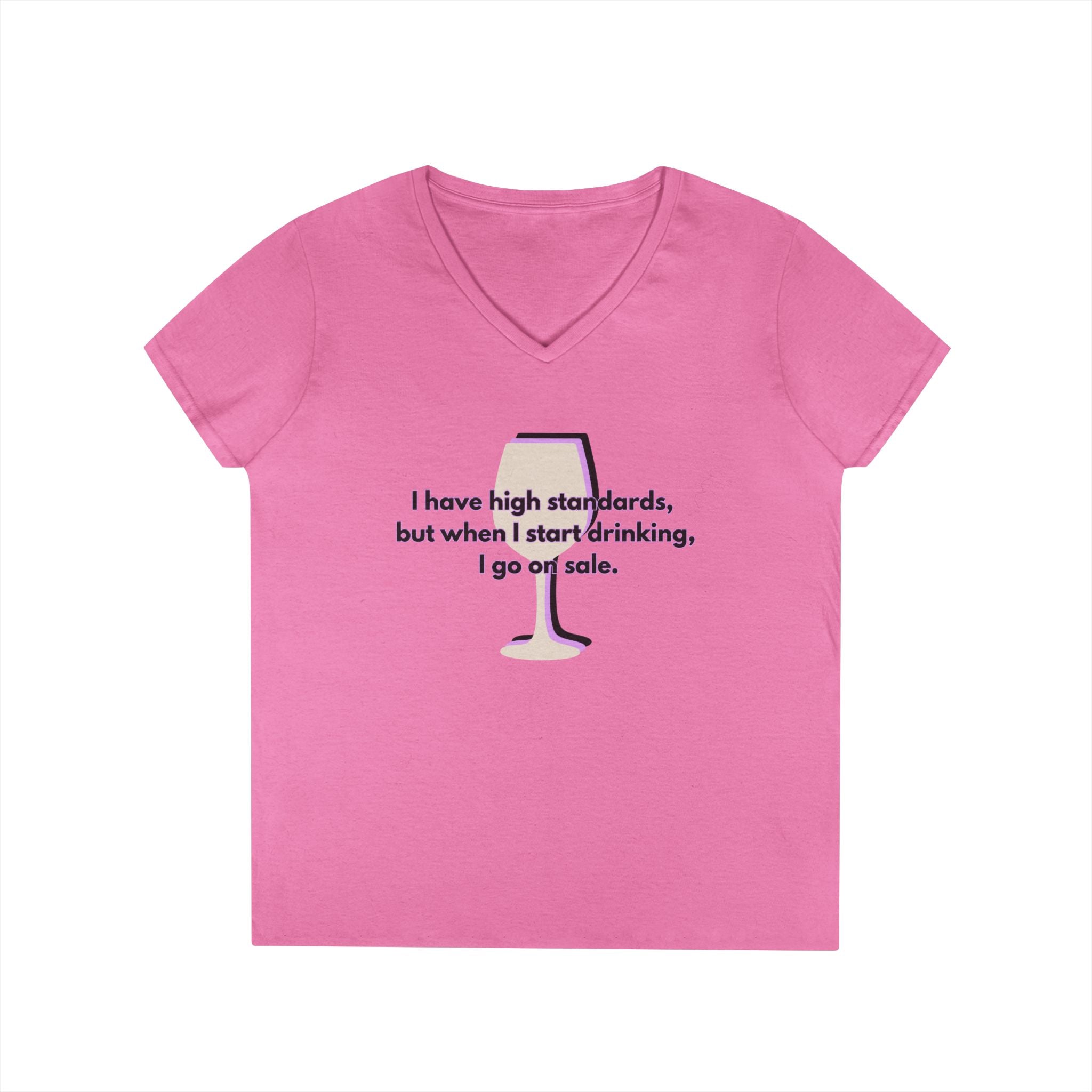 Ladies' V-Neck T-Shirt - Fitted - Wine Shirt - Going on Sale